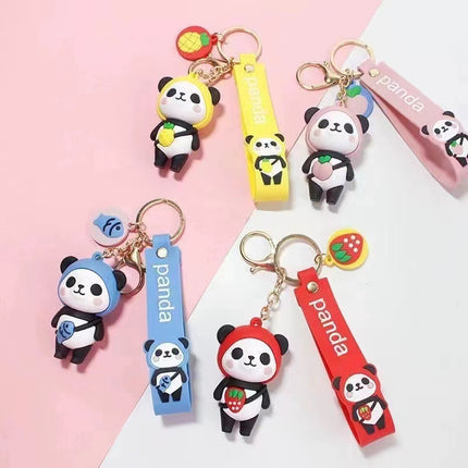 Explosive Internet Celebrity National Tide Panda Cute Doll Key Chain Silicone Car Couple Key Pendant Cartoon Bag Hanging