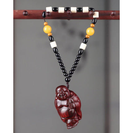 Lobular red sandalwood wood carving handle piece fortune pendant brave play piece text wealth pendant wood text play crafts
