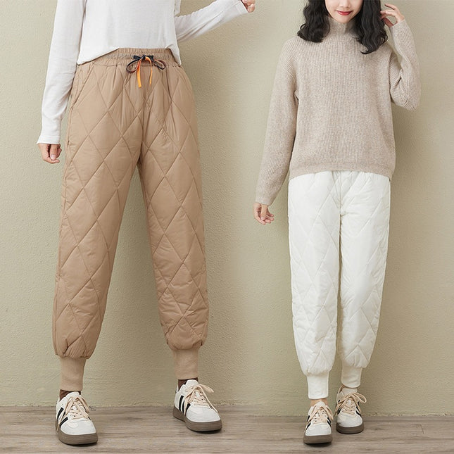 Autumn and winter 2024 new lightweight cotton leggings women's loose slimming solid color drawstring elastic waist casual cotton pants