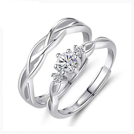 Couple's Ring A Pair of Women and Men's Ring Students Niche Opening Wedding Diamond Ring Girls' Adjustable Gift Memorial