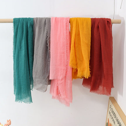 New Spring and Summer Fashion Cotton and Linen Solid Color Headscarf Beach Towel Sun Protection Large Size Silk Scarf Shawl for Women