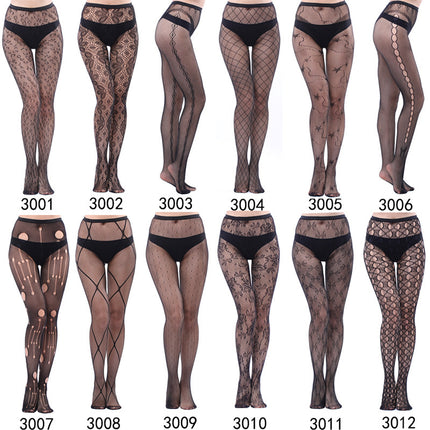 Factory In-Stock European and American Style Pantyhose, Summer Fishnet Stockings, Fashionable Girls' Sexy Patterned Jacquard Lace Hollow-Out Retro