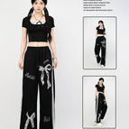 Side lace trousers-black [ready stock] / S