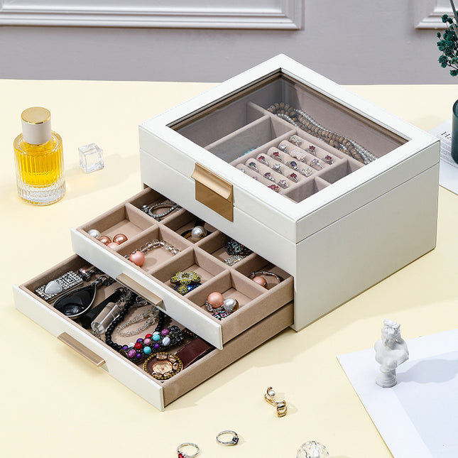 New Cross-Border Sunroof Style Noble Jewelry Storage Box Necklace Earrings Earrings Exquisite Bracelets Bracelet Jewelry Gold