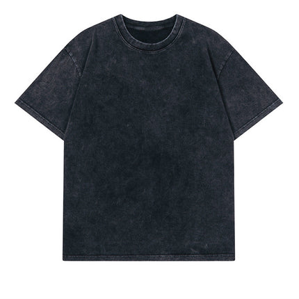 Washed Distressed Pure Cotton Short-Sleeved T-Shirt for Women Ins Trendy Loose Retro Large Size Slim Couple Half-Sleeved Top Summer