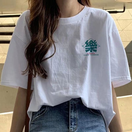 Heavy Cotton Short-sleeved Women's Summer T-shirt Korean Loose Large Size Slimming Couple's Top ins Unisex Half-sleeved