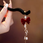 Burgundy Bow Hairpin