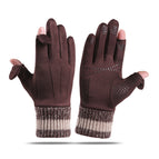 Suede three-rib ribbed brown color / One size fits all