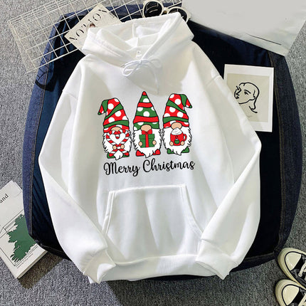 Santa Claus merry Christmas printed hooded hoodie European and American men's and women's jacket European size
