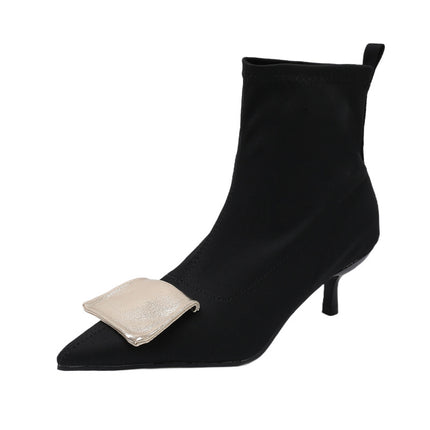 Pointed Toe Stiletto Fashion Boots for Women 2025 New European and American Fashion Elegant Short Boots Sexy Comfortable Elastic Socks Boots Trendy