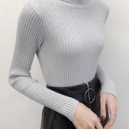 Factory direct turtleneck sweater women's autumn and winter all-match inner slim fit slim top black fashion knitted base shirt