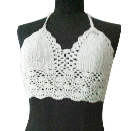 Beach Bikini Swimsuit for Women Cross-Border European and American Knitted Hollow Breathable Top Casual Sexy Intimates Set for Women