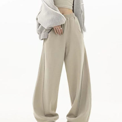 2024 New Autum Dark Gray Sweatpants Women's Loose Sweatpants Banana Pants Hiphop Elastic Waist Wide Leg Pants