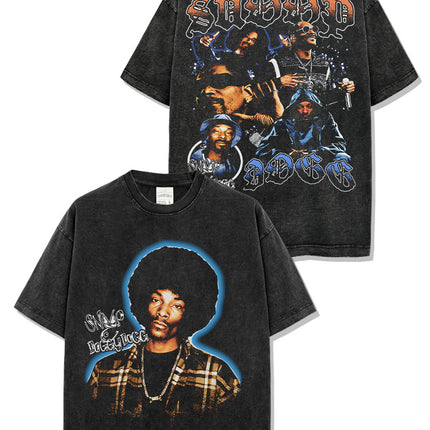 Cross-border Retro Snoopy Dog SNOOP DOGG Printed Short-sleeved T-shirt Washed Long-sleeved Casual Hooded Sweatshirt