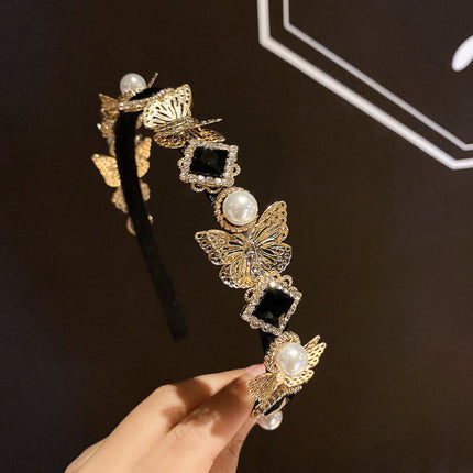 Internet Red Square Explosions Contrast Braid Head Band Wide Edge Non-Slip High-Level Hair Band 2023 New Style Hair Card for Women