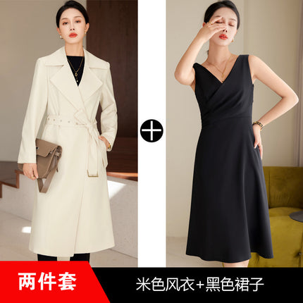 British Style creamy-white Coat Coat Women's High-end Spring and Autumn 2023 New Fashionable All-match Long Suit Coat