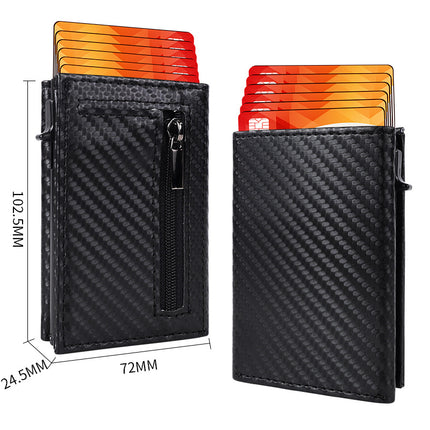 Cross-Border Rfid Anti-Theft Magnetic Automatic Pop-Up Side Push Card Holder Pu Leather Men's Multi-Card Slot Card Holder