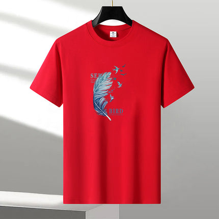 Casual All-match Short-sleeve T-shirt Men's 2025 Summer New Round Neck Pure Half-sleeve Cotton Youth Loose plus size Trendy T-shirt