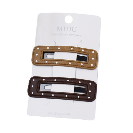 Light Luxury Small Fragrant Style Dot Hairpin 2 Pair-mounted BB Clip Advanced Sense PU Leather Side Clip Hairpin Broken Hair Bangs Clip