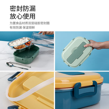 304 stainless steel student lunch box with lid office worker compartment lunch box ins style deepened heat preservation lunch box microwave oven