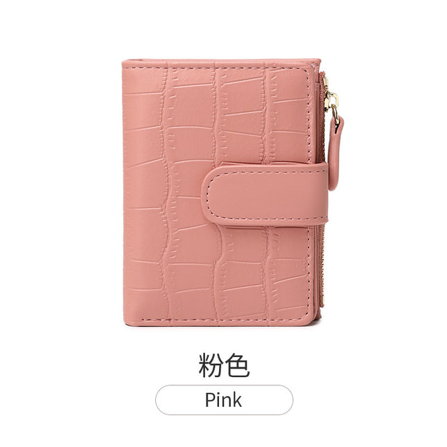 2026 New Style Fresh and Versatile Crocodile Pattern Women's Card Holder Korean Version Mini Portable Folding Short Coin Purse