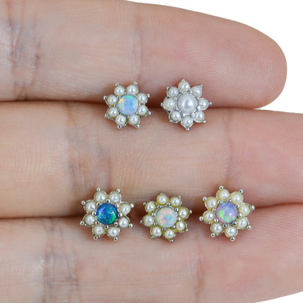 Stainless Steel 1.6mm Puncture Jewelry Claw Zirconium Buried Bone Nail Puncture Opal Pearl Buried Nail Base Implant Nail