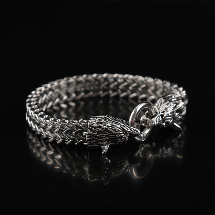 Foreign trade hot vintage Viking wolf head bracelet men's stainless steel chain European and American fashion Norwegian style bracelet wholesale