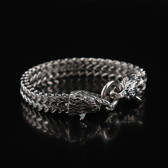 Foreign trade hot vintage Viking wolf head bracelet men's stainless steel chain European and American fashion Norwegian style bracelet wholesale