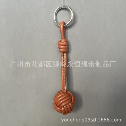 Car Keychain Bag Couple Exquisite Gift Soft Sheepskin Handmade Woven Tennis Ball Monkey Fist Hanging Bag