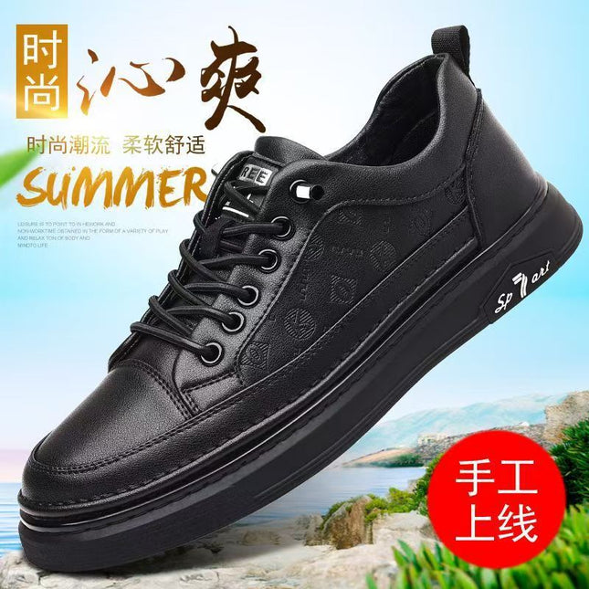 Genuine Leather 2024 Summer White Sneakers Men's Casual Shoes Trendy Versatile Sports Sneakers Breathable Cowhide Shoes Men's Comfortable