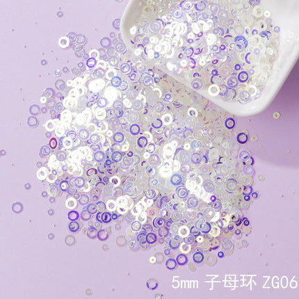 Flash purple nail art sequins stage makeup material diy slime filling glue UV glue mobile phone case small accessories