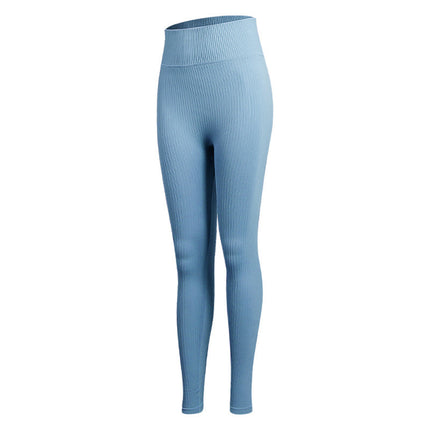 New Sports Yoga Pants for Women with Vertical Stripes, Running, Fitness, High-Waisted, Tummy-Tightening, Butt-Lifting, Seamless Slim-Fitting Sports Tights
