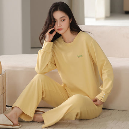 [50-Count Lycra Cotton] Women's Pajamas, Spring and Autumn Style, Pure Cotton Long-Sleeved 2026 New Model, Can Be Worn Outside, Home Wear Set, Winter