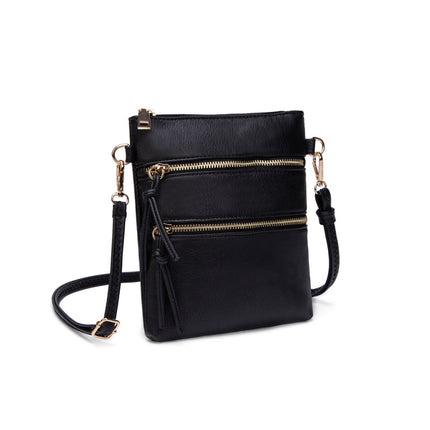 2024 Summer New Women's Bags Wholesale Retro Solid Color Mobile Phone Bags Double Zipper Multifunctional Pocket Vertical Shoulder Bags