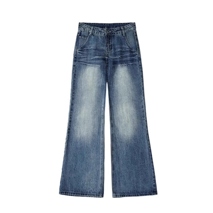 American Retro Flared Jeans for Women, Autumn New Style, Plus-Size, Pear-Shaped Figure, High-Waisted, Slimming Straight-Leg Pants