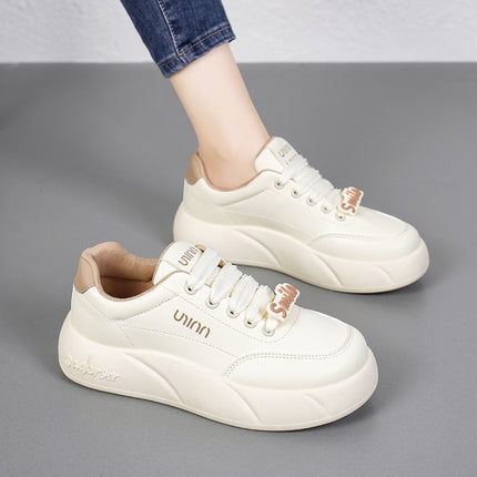 Hydrogen Cloud Women's Shoes Autumn and Winter White Shoes Junior High School Students Leisure Sports Board Shoes Niche Design Sense