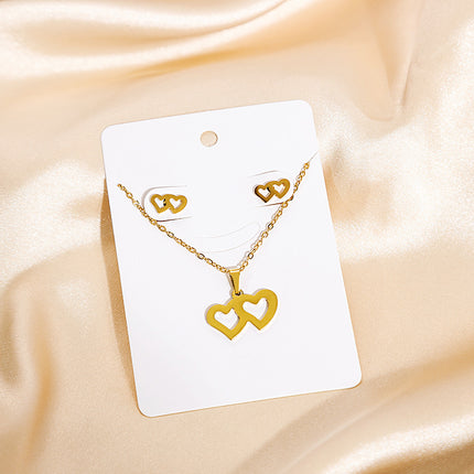 European and American Stainless Steel Earrings Necklace Women's Set Cross Border Geometric Cross Palm Eye Rose Pendant Jewelry