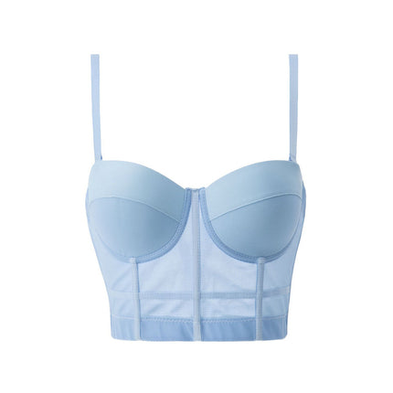 Cross-Border Trade Women's Tube Top Push-Up Bra Solid Color Mesh Fishbone Bra Camisole Top Wholesale Sexy Style