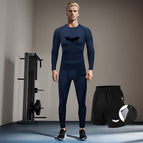 Navy blue bat black long-sleeved three-piece suit / S