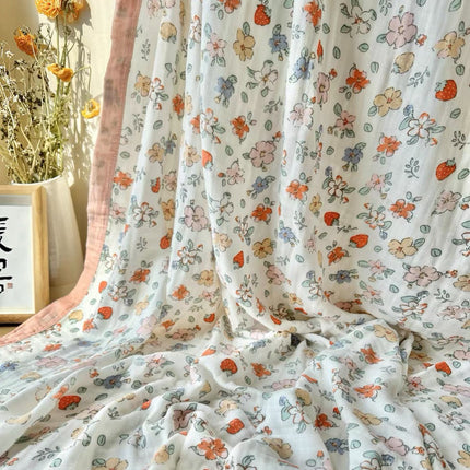 Summer bamboo fiber four-layer gauze blanket children's air conditioning blanket adult student bamboo cotton bed sheet cold feeling blanket kindergarten