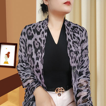 Spring and Summer Cotton Linen Pressed Pleated Leopard Scarf Women Autumn and Winter New Stylish Fashion Beach Scarf Shawl