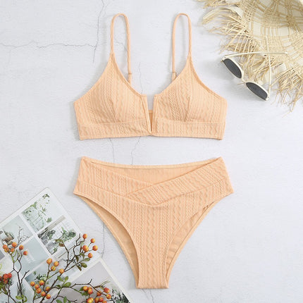 2024 New European and American Bikini Women's Swimsuit High Waist Sexy Swimwear Fashionable Separates Swimsuit Special Material Fabric