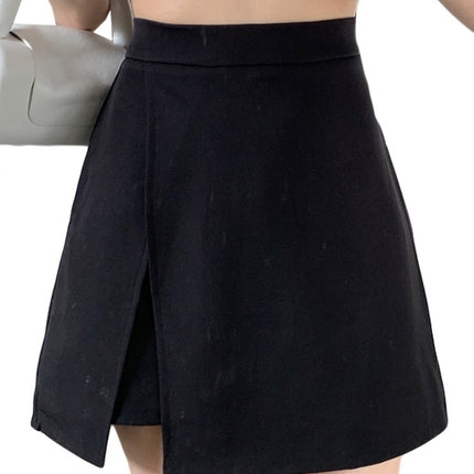 plus size chubby girl Solid Color Light Mature Style Slit A- line Skirt Pants Women's 2024 Summer Watch High Waist Slimming Skirt