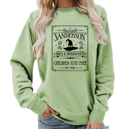 Sanderson Bed Breakfast Printed Round Neck Women's Top Sweatshirt Autumn and Winter Amazon Loose