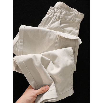 American-style Denim overalls spring slim loose straight trousers fashion wide leg pants mop pants ins style