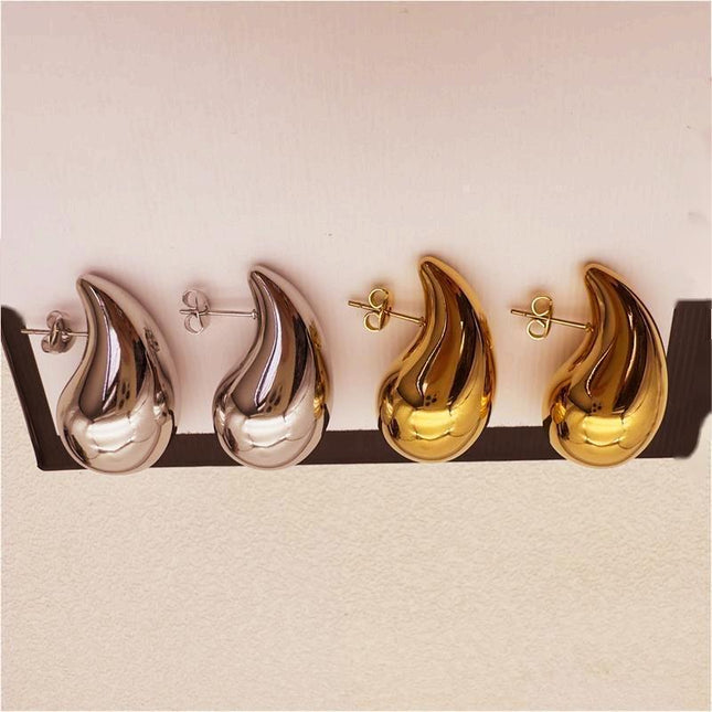 European and American fashion explosions cold wind large and small water droplets smooth hollow 18K gold high texture ladies earrings earrings