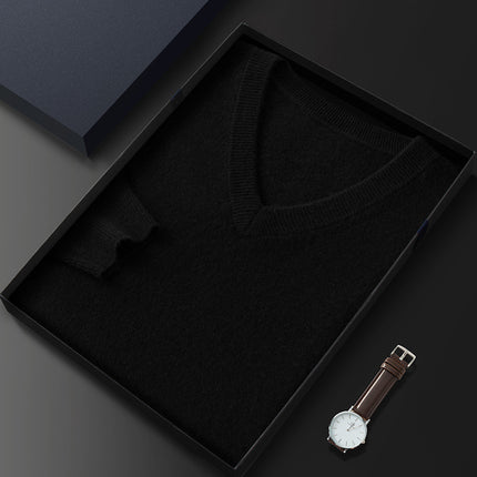 V-Neck Cashmere Knitwear Autumn and Winter New Men's Long-Sleeved Business Casual Bottoming Knitwear Cashmere Knitwear Drop Shipping
