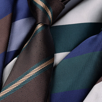 Korean-style British Business Dress Brown Green Suit Shirt Accessories All-match Retro Hand-Style 8cm Striped Tie for Men