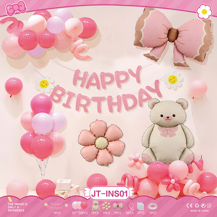 Cross-Border Ins Style Kidsren's Birthday Scene Decoration Boys and Girls Balloons Family Simple Party Ritual Sense