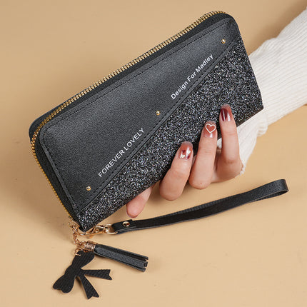 Factory wholesale long ladies wallet Korean stitching color tassel coin purse multi-functional mobile phone bag small bag